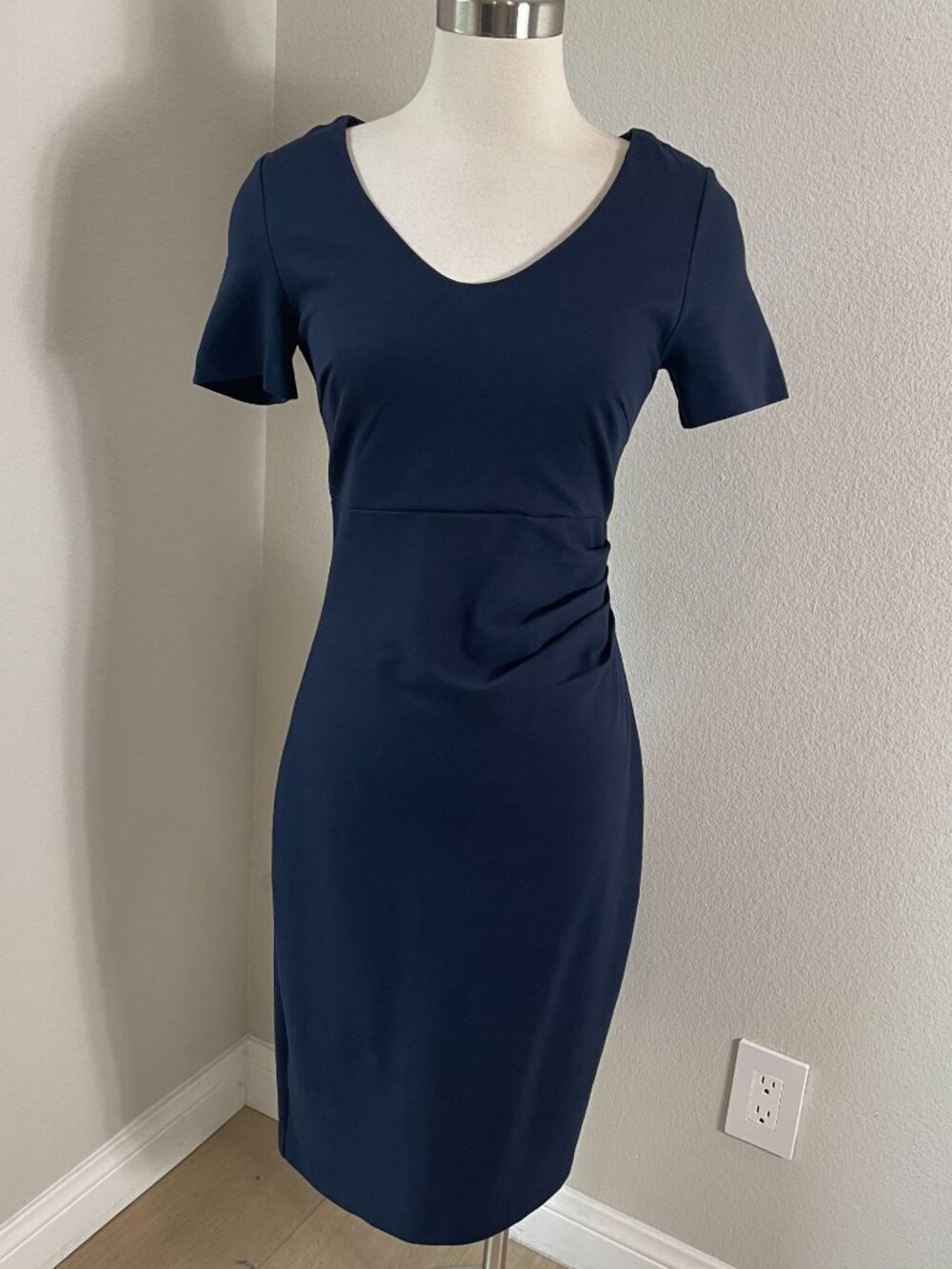 Boden Womens‎ 4R Navy Honor Ponte Knit Dress Ruched Stretch Sheath Dress Career